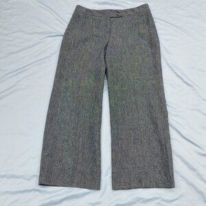 ANN TAYLOR LOFT Gray 100% Linen Lined Wide Leg Dress Pants Size 14